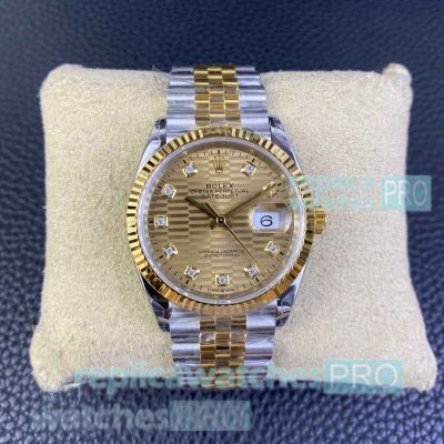 VS 1:1 Swiss Rolex 36MM Datejust Fluted Motif Two tone Watch & 72 Power Reserve